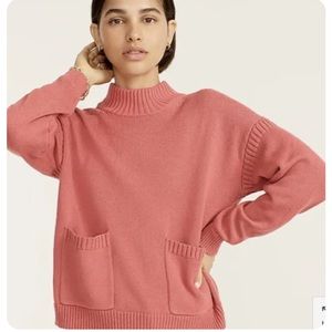 J CREW XS Cotton-cashmere patch-pocket mockneck sweater Item BA320